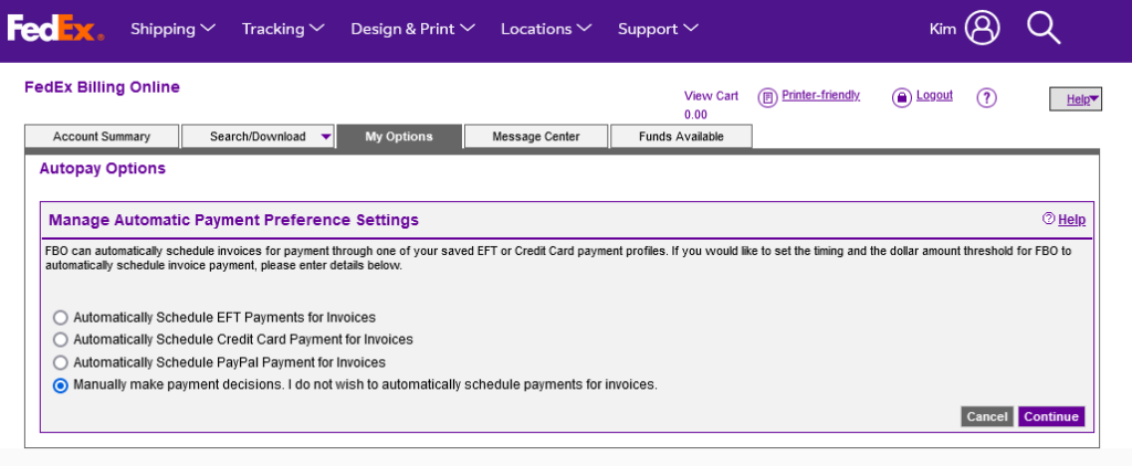 FedEx Billing Online Manually Make Payments