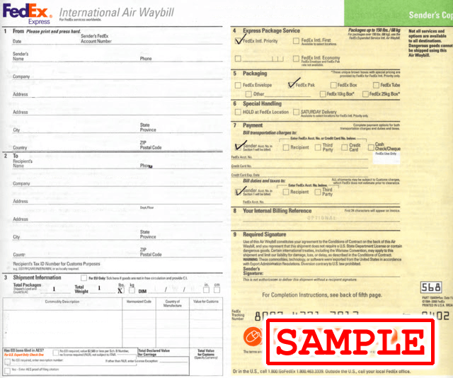 Fedex International Air Waybill Blank Form Pdf Resume Examples - Riset