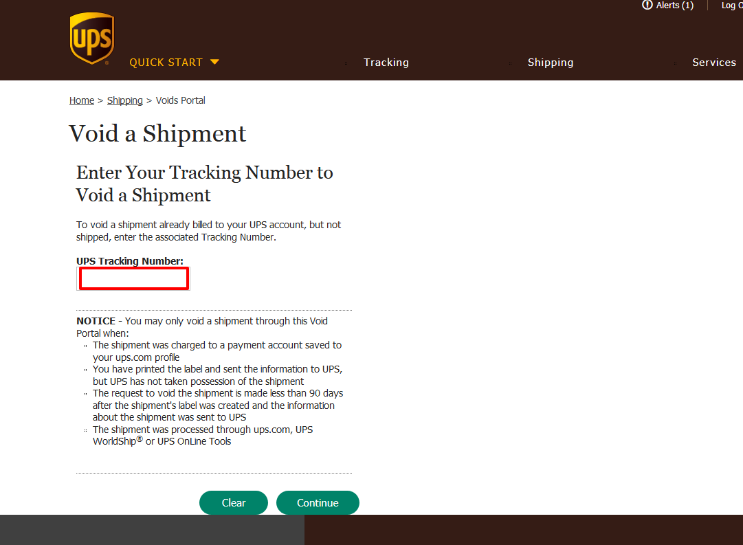 Void a Shipment UPS - Step 3