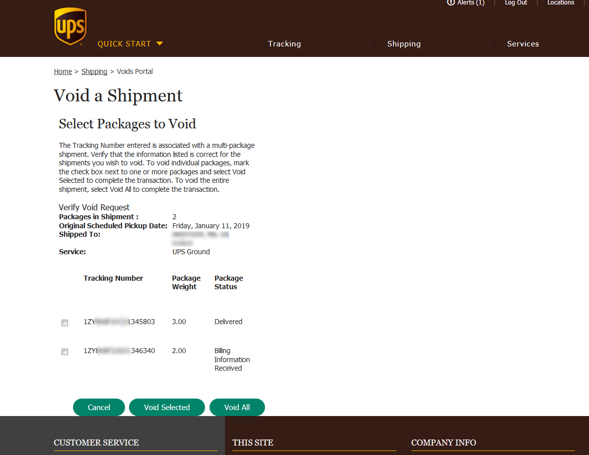 Void a Shipment UPS - Step 4