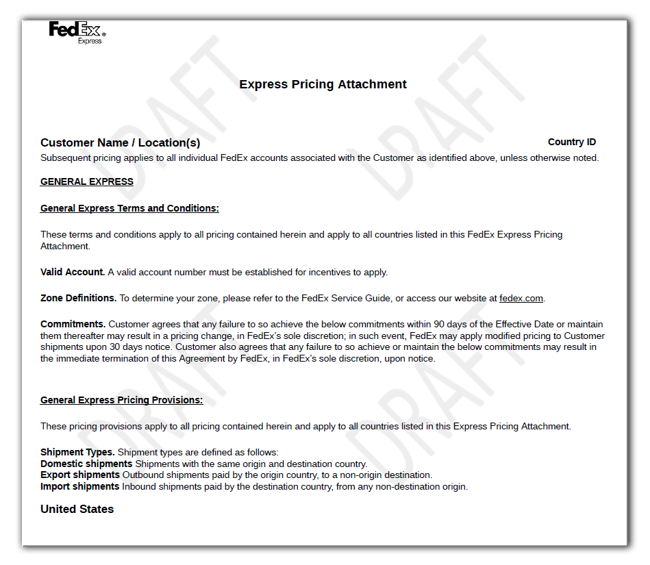 FedEx Agreements Express Pricing