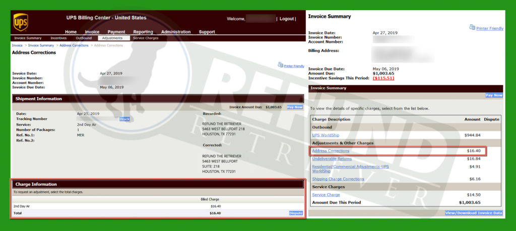 UPS Address Corrections