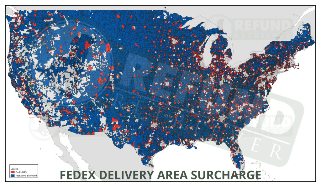 FedEx Delivery Area Surcharge ZIP Codes DAS Charges