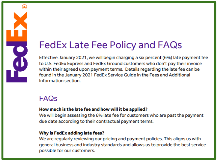 FedEx late fees