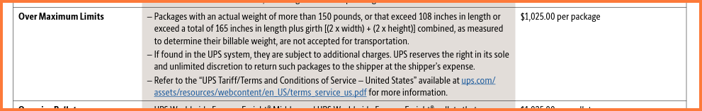 UPS over maximum limits