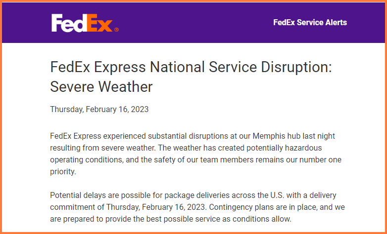 FedEx-Shipment-Exceptions-Weather delay
