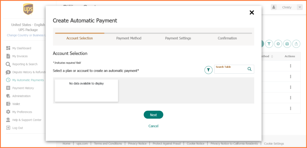Automatic-Payments-UPS-Billing Center