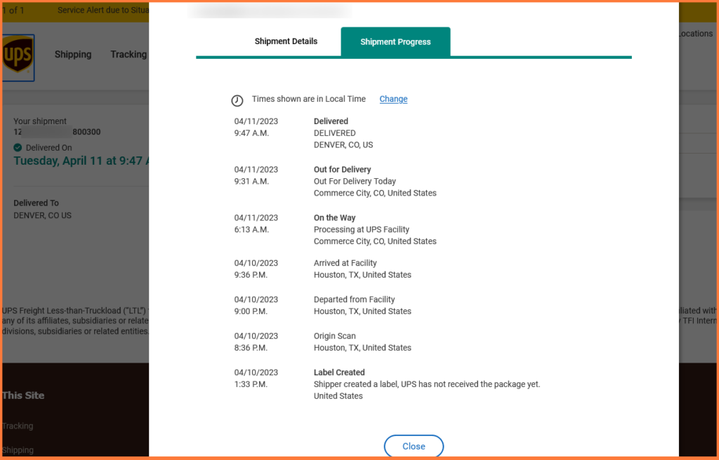 UPS End of Day and Origin Scan