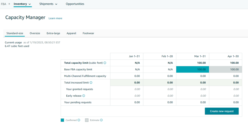 Amazon FBA Capacity Limits